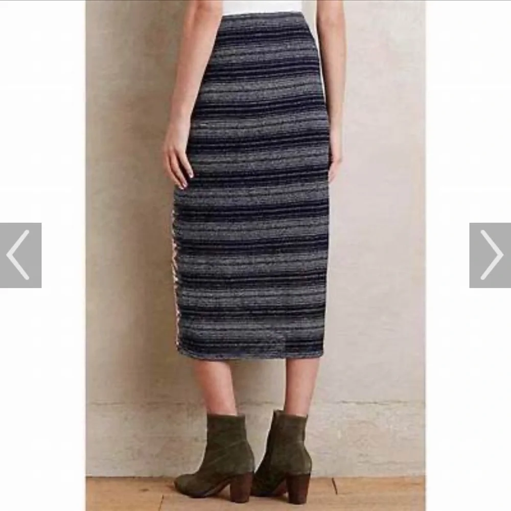Anthropologie Maeve Plata‎ Chevron Women’s Stretch Midi Skirt Faux Wrap Large